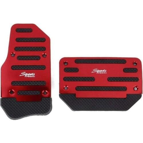 Pair Universal Car Non-Slip Pedal Brake Foot Pad Cover Red Foot Pedal Set for RV Camper Motorhome Trailer Truck Bus Van