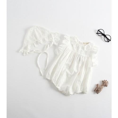 Princess Baby Girls Clothes 2020 Summer Infant Cute Lovely Baptism Birthday Clothing Cap+Bodysuit 2Pcs Kids Girl Outfit Clothes