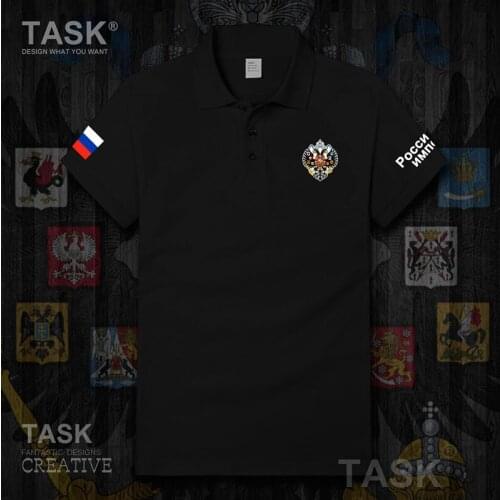Casual Polo Shirts Men Funny Print Russian Empire Black Polo Cotton Short Sleeve Mens Designer Polos Homme XXXL Poloshirt