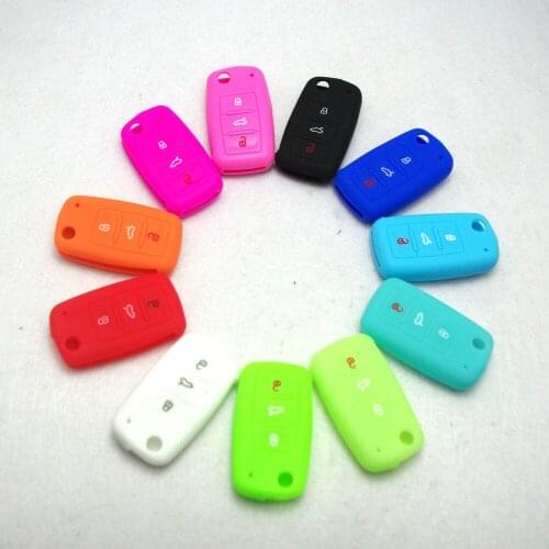 BBQ@FUKA 50Pc Car Silicone Key Cover Case Key Fob Protector Auto key styling Wholesale Fit For VW Jetta Golf Polo Tiguan