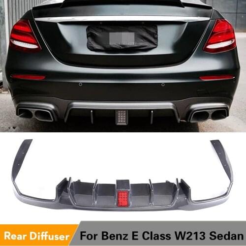 For Mercedes-Benz E Class W213 E250 E350 E400 E43 AMG E63 AMG Rear Bumper Lip Spoiler Carbon Fiber Rear Bumper Diffuser Spoiler