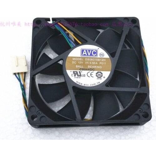 NEW AVC 8015 8cm 4lines double ball bearing temperature control PWM 12V 0.50A DS08015B12H cooling fan