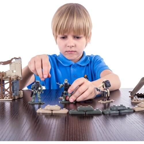 Military Series Lone Wolf Camp Mini Particle Children Building Block Doll Toy for Children Christmas Gift