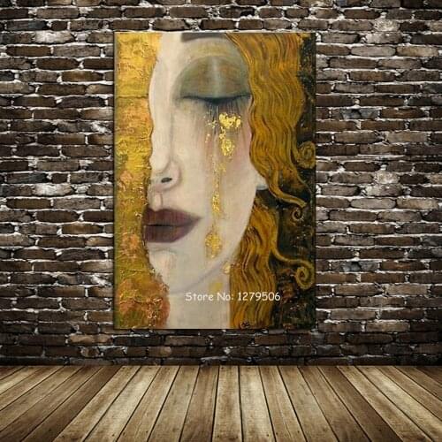 High quality Canvas Painting Oil painting Canvas Reproductions Golden Tears by Gustav Klimt Painting for Bedroom hand painted