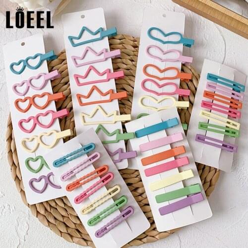 7Pcs/Set New Candy Color Hair Clip Headwear Set For Women Girls Alloy Geometric Hairpin Hairgrip Barrette Sweet Hair Accessories