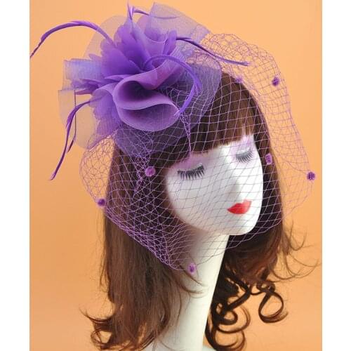 Wedding Feather Fascinator Hat Bride Headwear Veil Hair Accessories Cocktail Church Party Women Gauze Fascinator Headpiece 2018