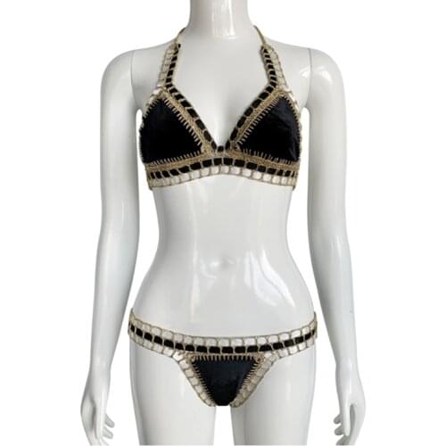 Women Velvet Bikini Set Sexy Swimwear Triangle Bathing Suit