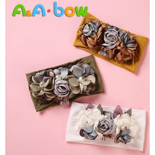 1pc Cool Summer Baby Nylon Bow Floral Print Headband Newborn Bowknot Flower Headwrap Girl Kids Hair Band Headwear Baby Headband