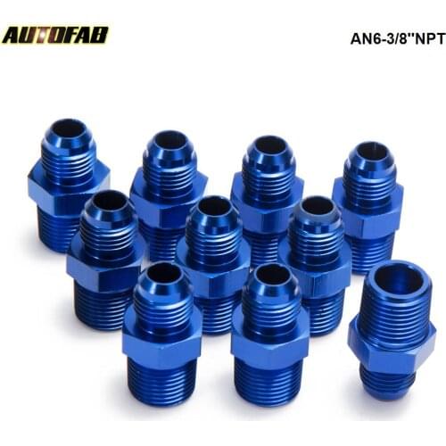 10PCS/LOT Oil /Fuel Line Hose /Gauge Male/Hose Union End Fitting Adaptor Aluminum For Oil Cooler/Gauge AN6-3/8''NPT