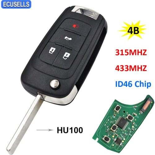 4 Button Remote Car Key 315Mhz 433Mhz ID46 Chip HU100 Uncut Blade for Opel Vauxhall Astra J Zafira C Mokka Adam Karl Insignia