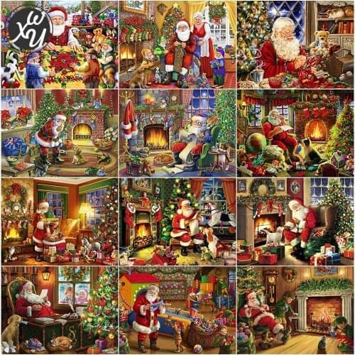 Diamond Art for Adults Santa Claus Full Drill Mosaic Christmas Cross Stitch Kits Round Square Rhinestones Accessories Home Decor