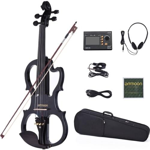 Ammoon VE-201 VE-209 Full Size 4/4 Solid Wood Silent Electric Violin Fiddle Maple Body Ebony Fingerboard Pegs many types Violins