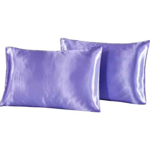 Satin Pillowcase Zipper 100% Silk Pillow Cover Pillowcases For Bed 2 PCS Set Smooth Solid Color Pillow Case 50x70