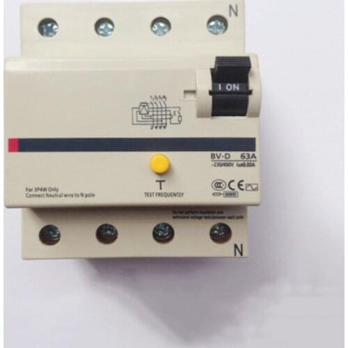 6A 16A 20A 25A 32A 40A 63A BV-D 4P Earth Leakage Circuit Breaker Residual Current Circuit breaker RCBO MCCB