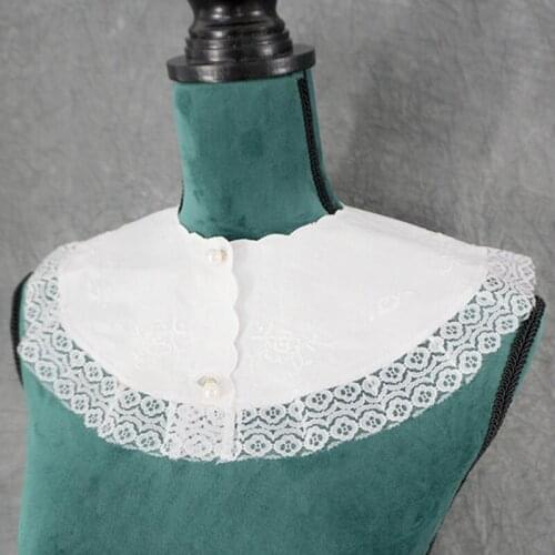 White fresh Japanese Pleated College Wind Fine Ribbon false detachable Collar Classical Embroidery Cotton Flower Perspective