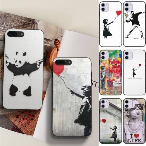 Street Art Banksy Graffiti Coque Phone Case Fundas Shell Cover For Iphone 6 6s 7 8 Plus Xr X Xs 11 12 13 Mini Pro Max