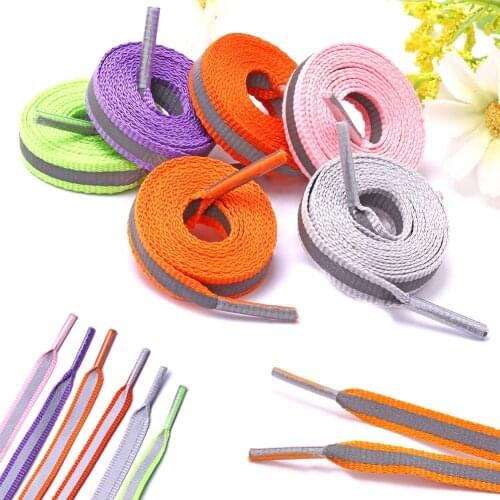 1Pair 80/100/120/cm Fluorescent Sneaker Shoestrings Sport Shoelaces 8 mm Reflective Round Rope Shoes Lace Light Shoelaces