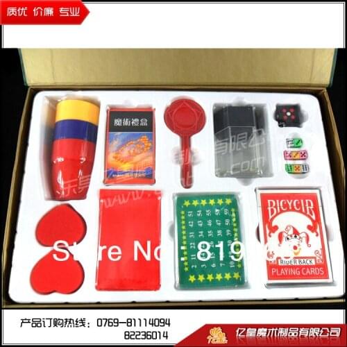 Hot Sale Magic Set(Include Eight Kinds Of Magic Props),Close Up Coin Stage Street Magic Tricks,Gimmick,Free Shipping,Toys,Joke