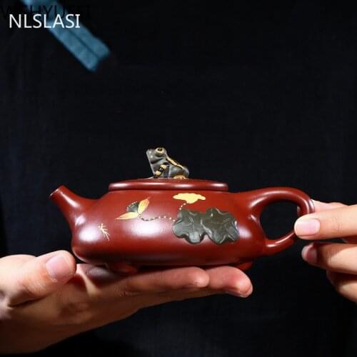 Chinese Yixing tea pot purple clay Stone scoop teapots Handmade beauty kettle Dahongpao Tea set Customized gifts 220ml