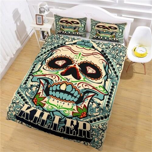 Bedding Sets Comforter Cover Home Textile Pillow Colored Skull Luxury Full Size Hotel Duvet Adult Modern Digital Printing Custom