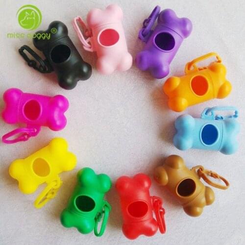 Candy Color Portable Pet Dog Cute Bone Shape Dispenser Box Garbage Clean Up Poop Waste Bag Carrier Scooper Holder Case