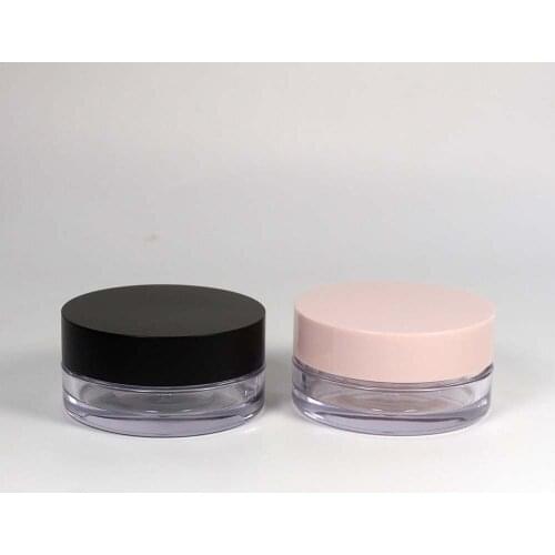 10g pink and black cap Powder packing box for loose powder cosmetics container with mirror