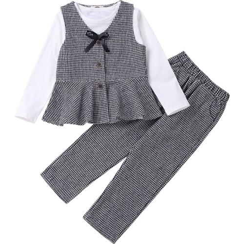 Girls Suits 2021 Autumn New Little Girls Fashion Small Suit 3pcs Clothing For Girls Formal Sets Childrens Clothes 4 To 12 Years