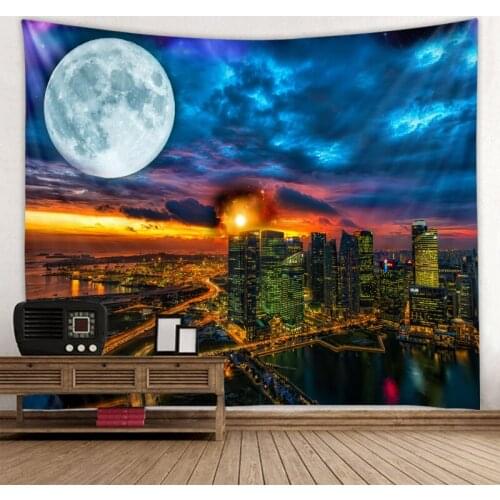 Moonlit City Tapestry Bohemian Wall Hanging Dream Hanging Cloth Mandala Printed Tapestry Living Room Bedroom Home Decor