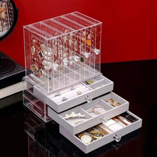 Multifunctional Transparent Jewelry Storage Rack Necklace Earrings Rack Dustproof Capacity Hanging Jewelry Desktop Storage Rack
