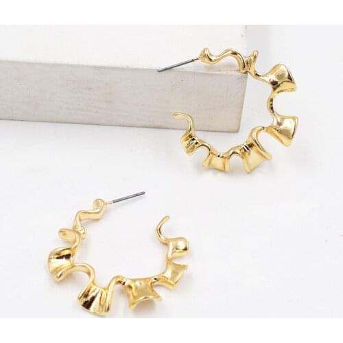 Fashion Punk Gold Silver Color Alloy Circle Drop Earrings Metal Abstract Irregular Round Dangle Earring For Women Girl Party
