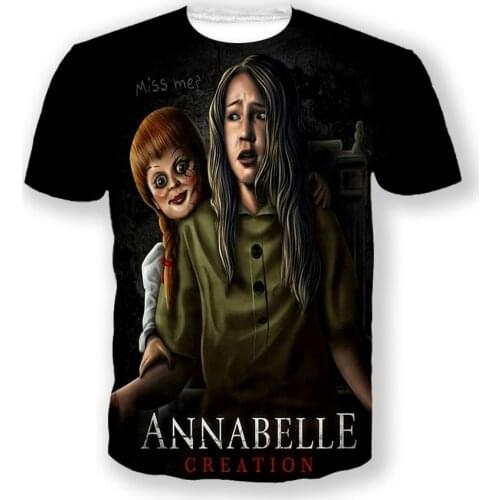 Horror Movie 3D Annabelle Print Men T Shirt Hip Hop Women Tshirt Unisex Clothing Tops Suppliers for Drop Shipper A15