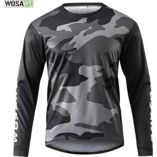 WOSAWE Mens Mountain Biking Cross-country Speed Surrender Shirt Offroad Mountain Bike Sweatshirt Downhill Long Sleeve Jersey