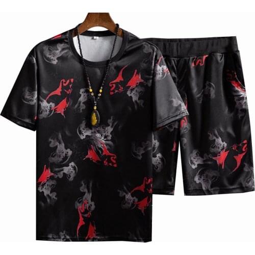 Mens Sleep Suit Fashion Sport Printed Two-piece Casual Loose Homewear Suit for Fitness пижама мужская 2021