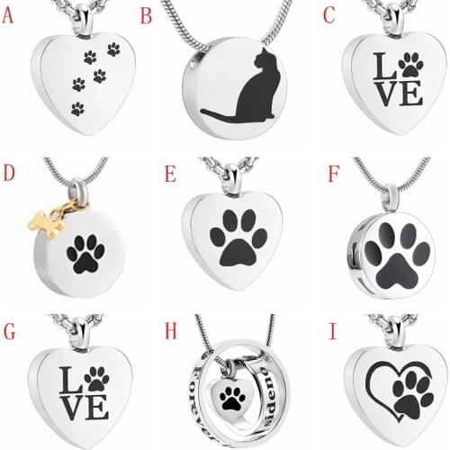 Free Filling Kit & Instructions, Loss of Pet Dog/ Cat Paw Engraving Funeral Urn Ash Holder Keepsake Stainless Cremation Necklace