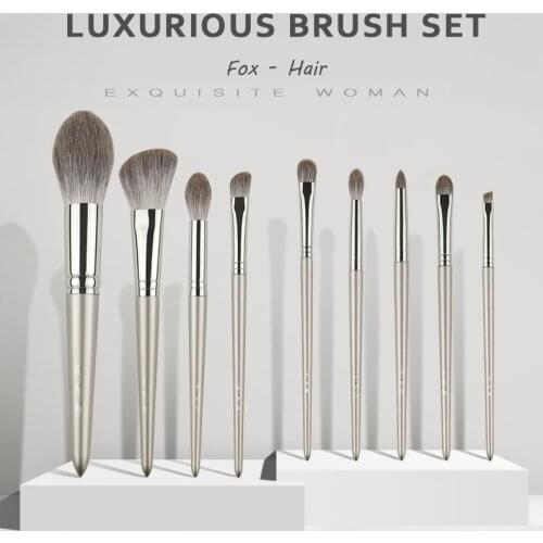 MyDestiny The Luxurious Fox-Hair Brush Set - 9-Brushes Silky Touch Professional Brush Kit - Beauty Makeup Blender Tools