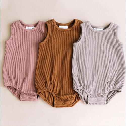 Newborn Kid Baby Girl Boys Solid Jumpsuit Suit Summer Casual Sleeveless Solid Bodysuit Outfit Sunsuit