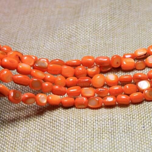 Wholesale Gravel Shape Natural Shell 5-8 mm Dye Orange Beads For Jewelry Making Stone Straight Hole DIY Bracelet Necklace 15