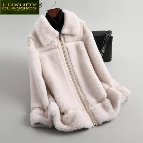 Coat Winter Natural Fur Women 100% Sheep Shearing Jacket Female Korean Warm Clothes 2021 Real Wool Fur Coats Hiver YT001