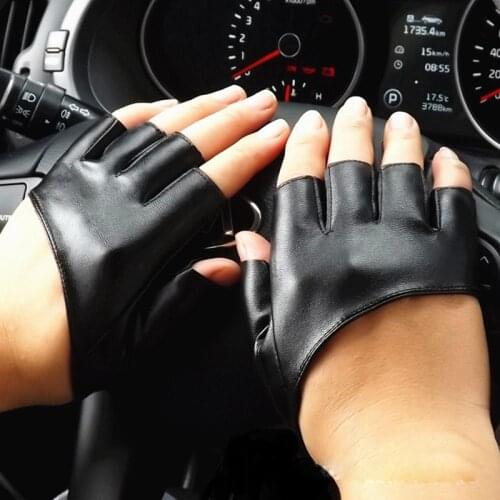 Fashion Half Finger Fingerless Pu Leather Gloves Ladys Driving Show Pole Dance Mittens For Women Men Motorcycle Gloves Summer