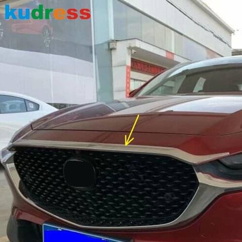 Front Hood Engine Cover Trim For Mazda CX30 CX-30 2020 2021 2022 ABS Chrome Front Grille Lip Strip Car Styling Accessories