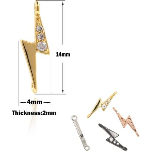 Lightning Pendant Brass Cubic Zirconia Cosmic Charm DIY Jewelry Bracelet Earrings Making Accessories