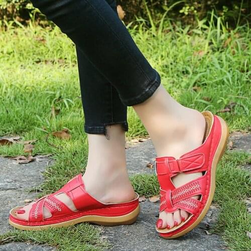 Women Sandals Buckle Strap Summer Ladies Slides Comfortable Beach Slip on Wedges Shoes woman Sandals Large size Female Slippers