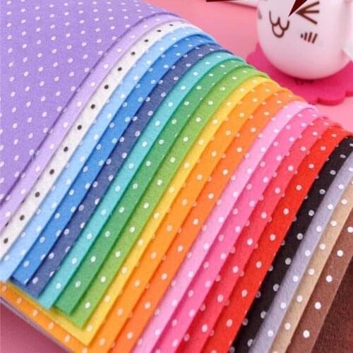Mixed 20 Colors 1mm Thick 100% Polyester Polka Dot Printed Nonwoven Felt Fabric Handmade Fabric Nonwoven DIY material