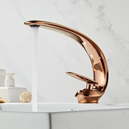 Basin Faucet Rose Gold/Black/Gold Bathroom Sink Mixer Tap Brass Wash Basin Faucet Single Handle Single Hole