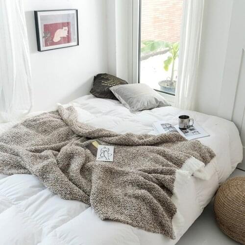 Super soft blanket thickened autumn and winter Nordic wind blanket solid color sofa blanket