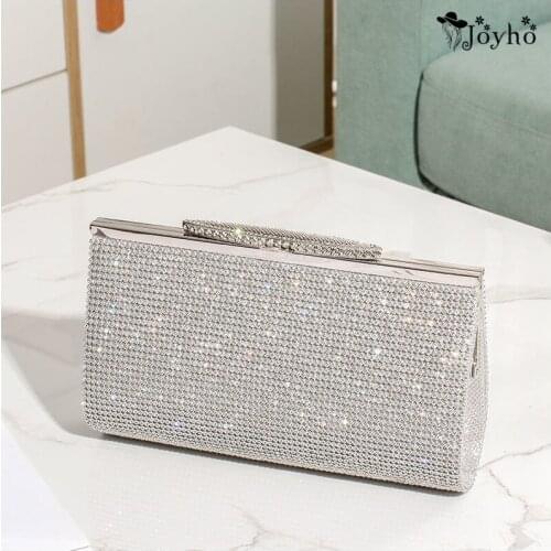 Diamond Evening Clutch Bag For Women Wedding Golden Clutch Purse Chain Shoulder Bag Small Party Handbag With 4 Finger Ring