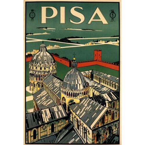 PISA CITY ITALY ITALIA ITALIAN PIAZZA DEI MIRACOLI TOURISM VINTAGE Art Film Print Silk Poster Home Wall Decor 24x36inch
