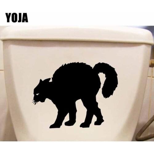 YOJA 23.4X17.7CM Toilet Decals Mural Room Design Art Cat Kitten Pet Animal Wall Sticker T5-0123