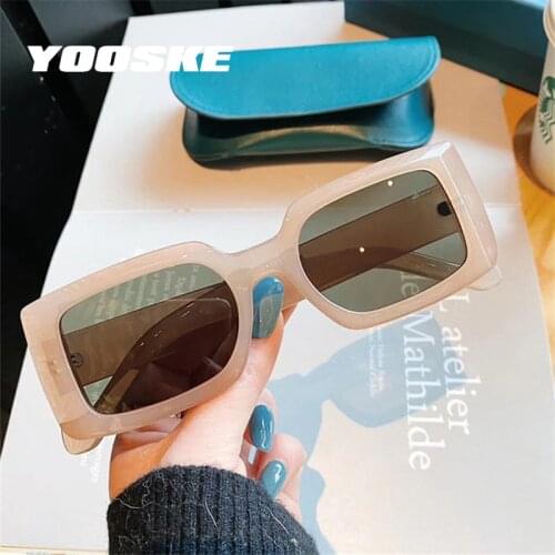 YOOSKE Vintage Square Sunglasses 2021 Women Men Retro Rectangle Sun Glasses Trend Couple Sunglass UV400 Goggles
