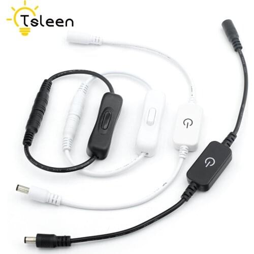 1pc 5.5x2.1mm DC power Switch DC plug with Cable Turn On Off LED Strips DC 12-24V Power Adapter Connector Inline Cable 2 Types